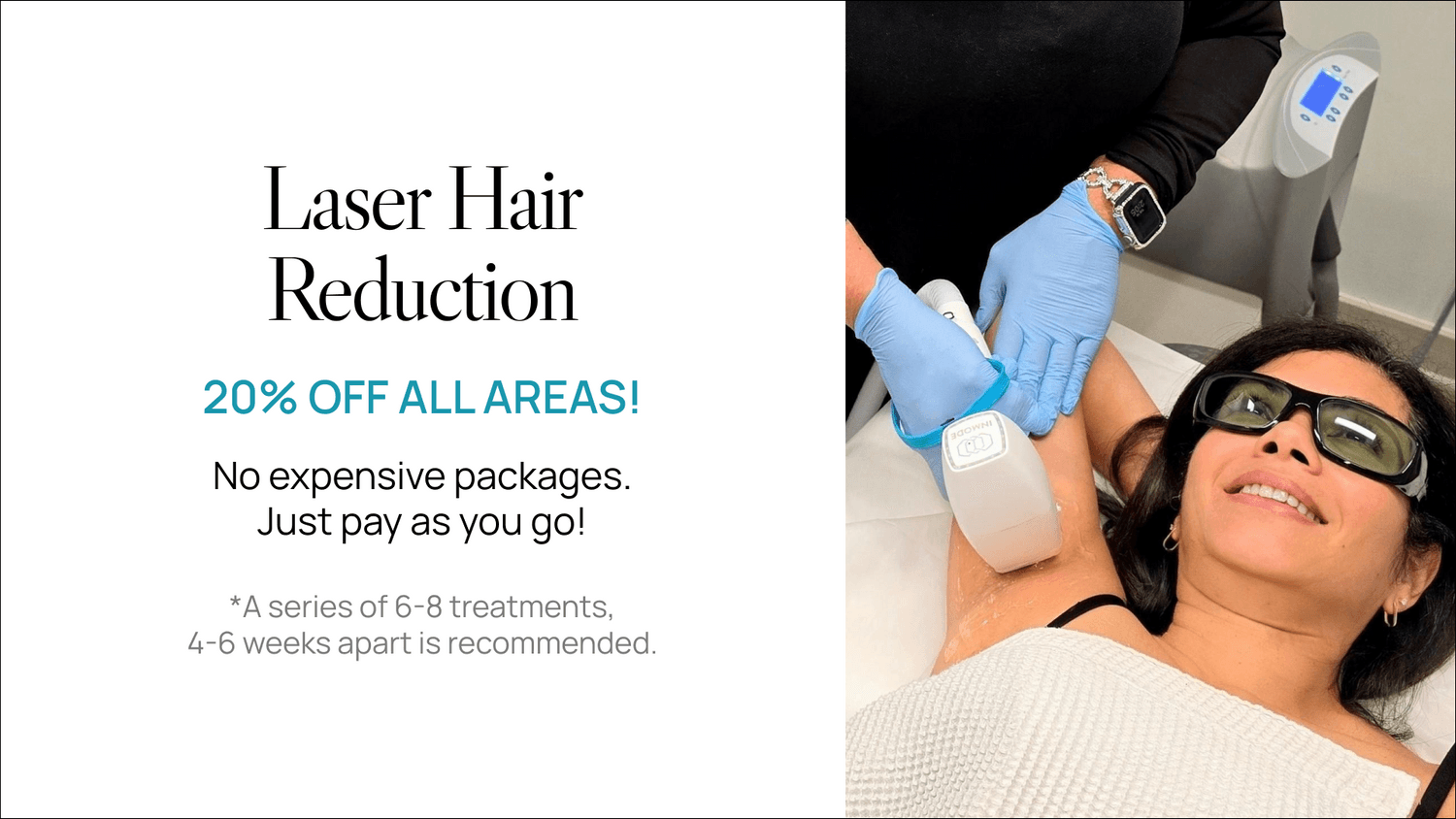 Laser hair reduction treatment with discount offer.