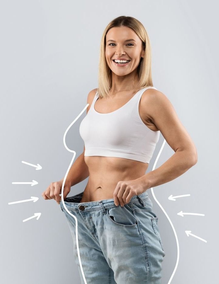 Woman in white underwear, side profile.